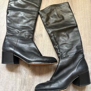 Sam Edelman Black Leather Over-the-Knee Block Heel Boots